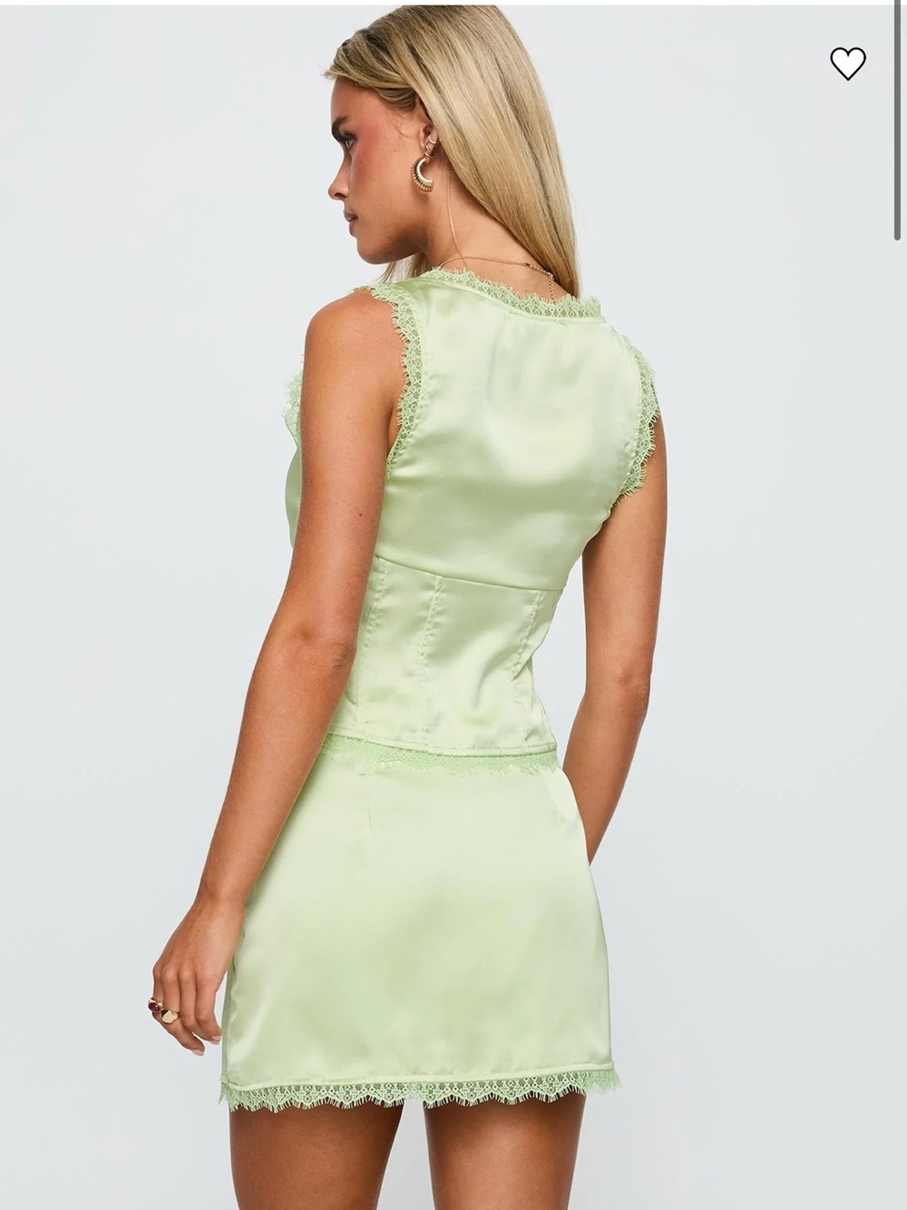 Mavie Satin Cami & Skirt Set - Light Green - Picture 3 of 4